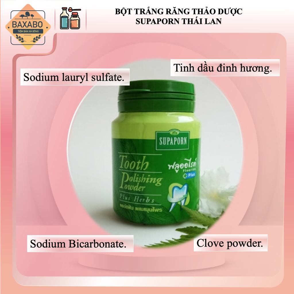 BỘT TRẮNG RĂNG THẢO DƯỢC SUPAPORN THÁI LAN - HÀNG CHÍNH HÃNG - HỦ 90GR