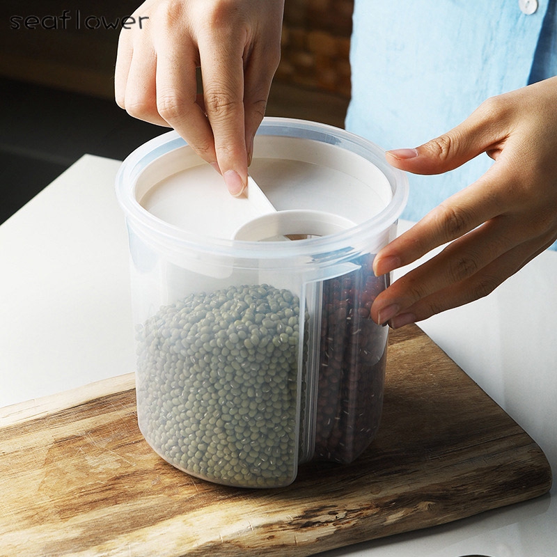Hộp bảo quản các loại hạt chia ngăn có nắp chống ẩm mốc tiện dụng cho nhà bếp