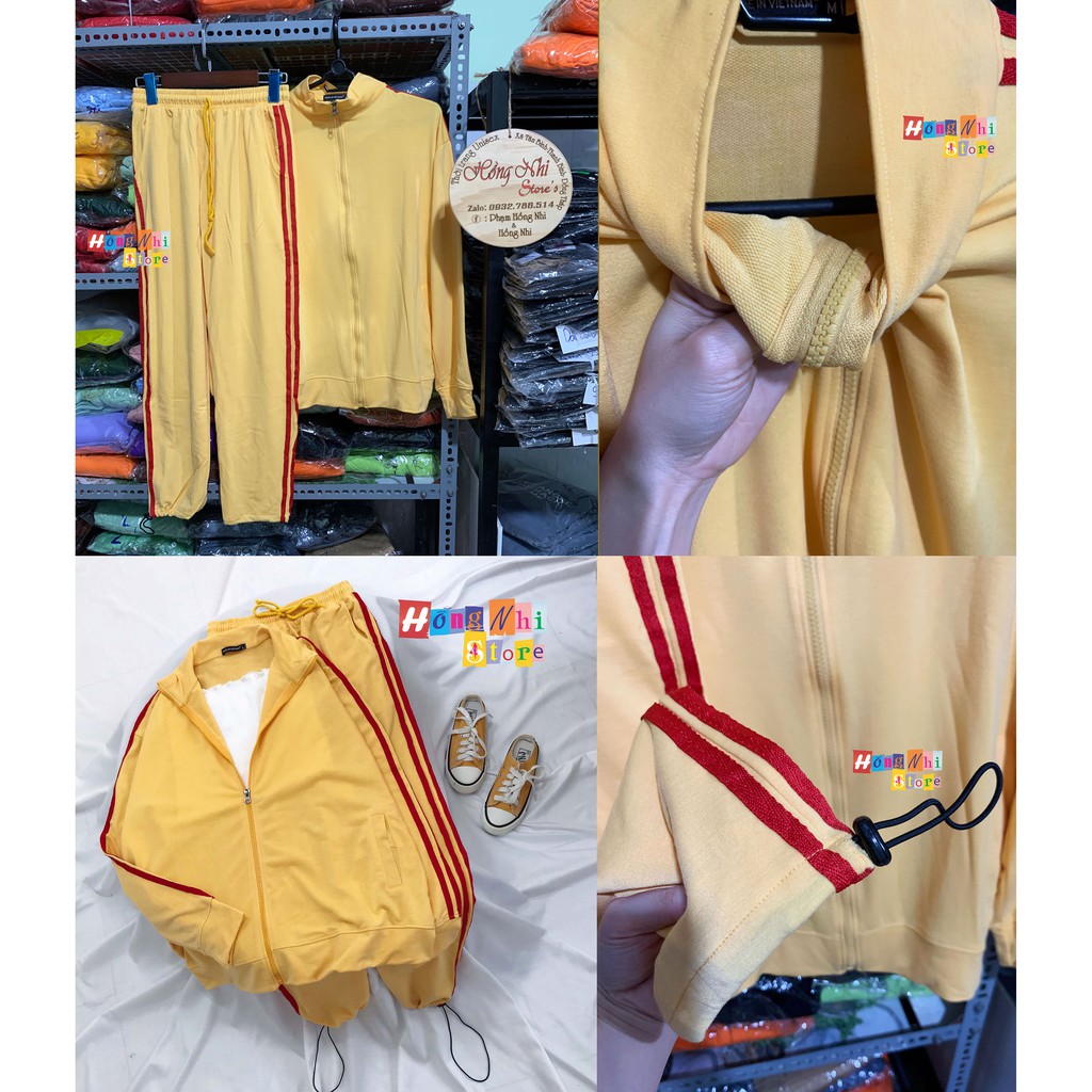 Set Bộ Thể Thao Oversize Ulzzang Unisex Áo Khoác Tay Dài Quần Jogger Dài Màu Vàng Cao Cấp - MM