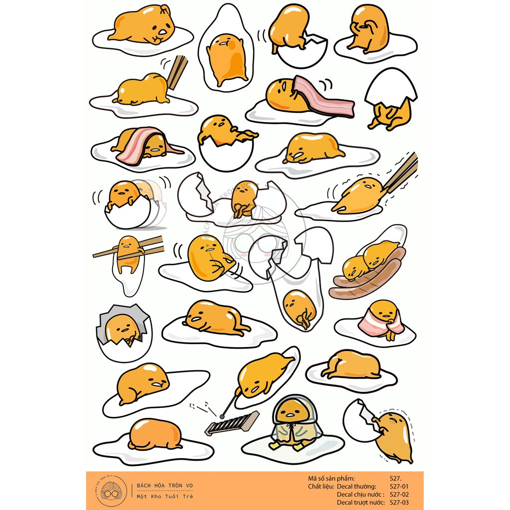 Stickers/ Hình dán GUDETAMA- trứng lười(combo10-60 stickes)