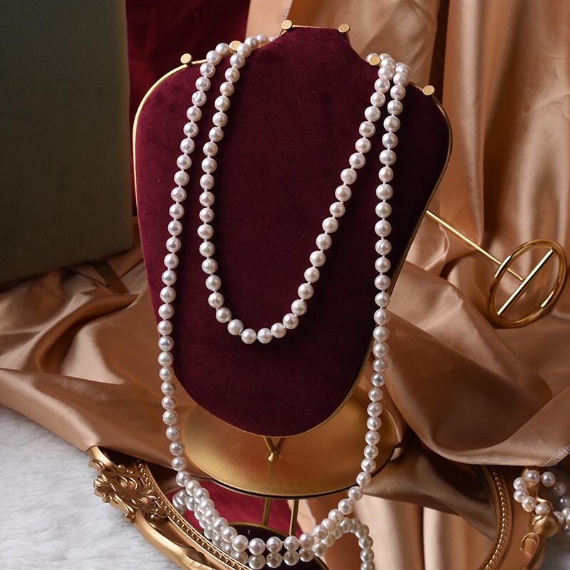 Chuỗi đeo cổ 120cm màu trắng 8-9ly