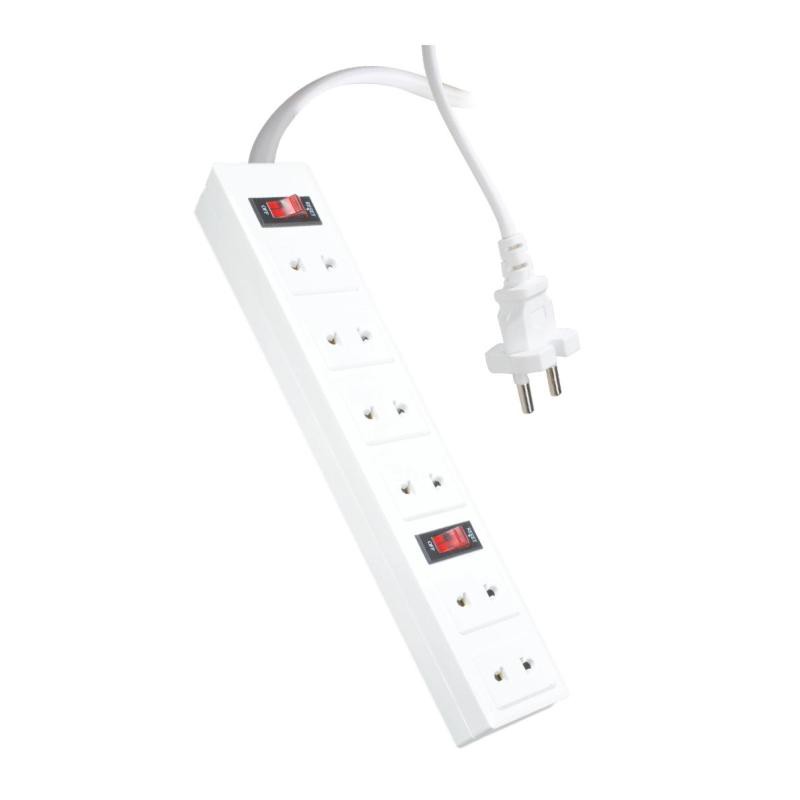 Ổ Điện Dài Trắng Dây 3m Tích Hợp 6 Ổ Cắm Đa Năng, 2 Công Tắc Điện Thông Minh, 2200W 220V