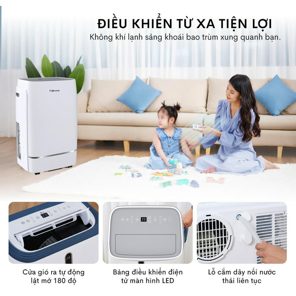 Điều hòa di động đứng 12.000 BTU nhập khẩu Fujihome, máy lạnh di động mini đa năng thông minh chính hãng