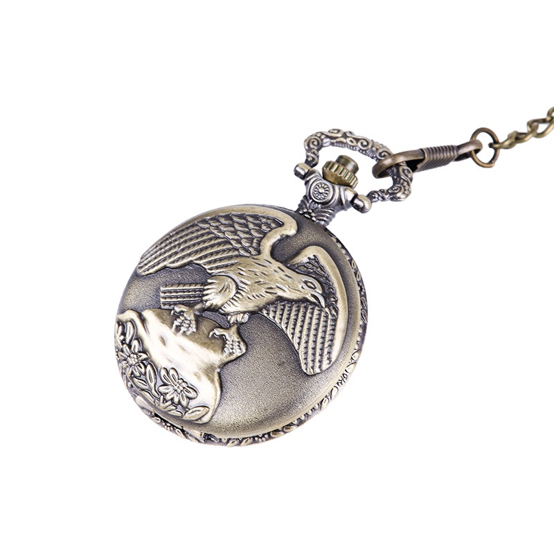 Q28 đồng hồ quả quýt chạm khắc hình chim đại bàng dũng mãnh