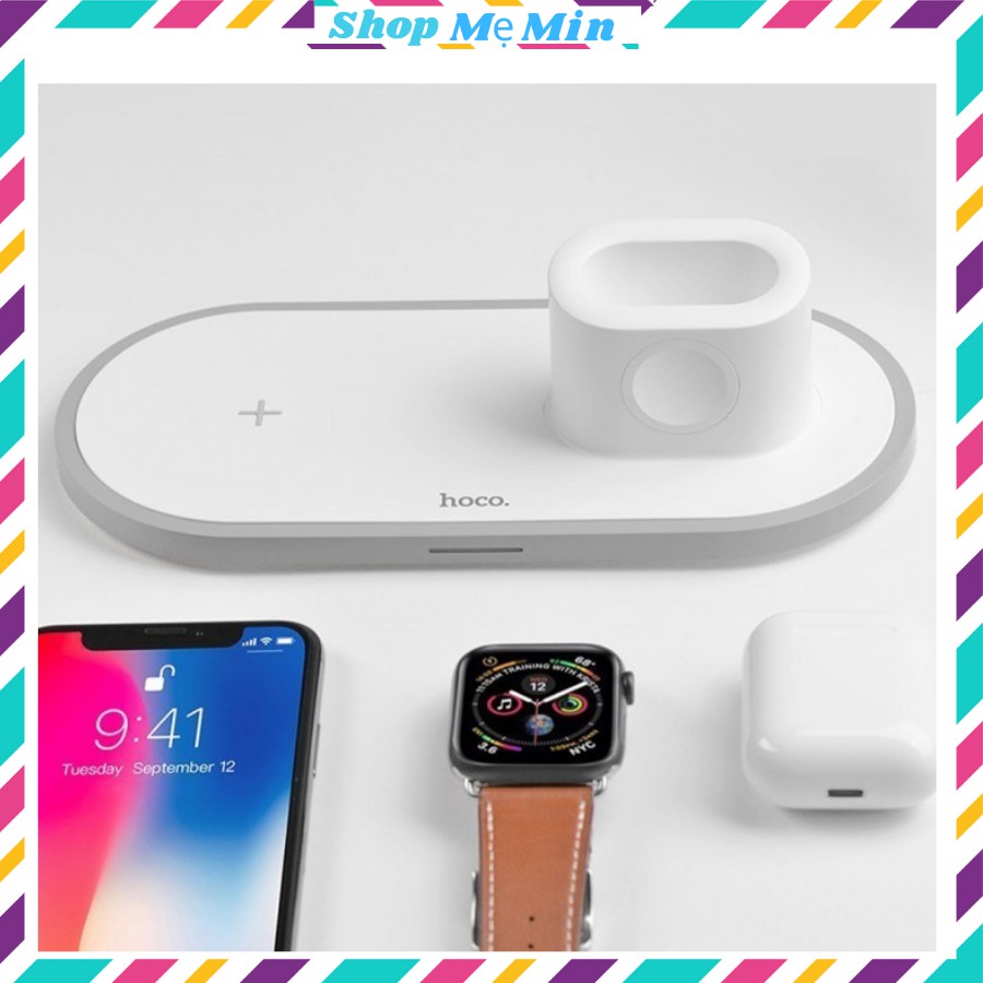 Bộ sạc nhanh không dây Hoco CW21, Dock sạc 3 trong 1, Iphone, Airpod, AppleWatch