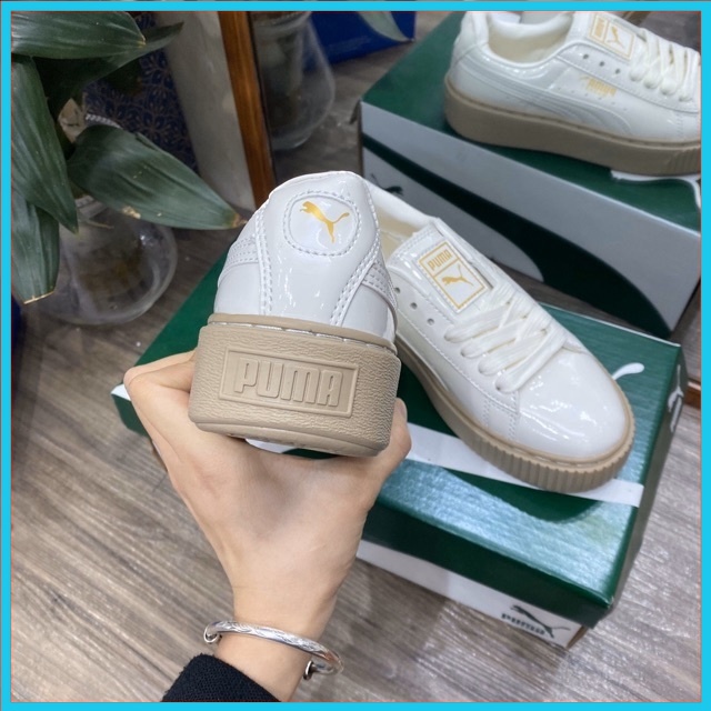 Giày Thể Thao Sneaker Nữ 𝐏𝐮𝐦𝐚 Trắng Đế Nâu Độn Đế Tăng Chiều Cao Hàng 1:1