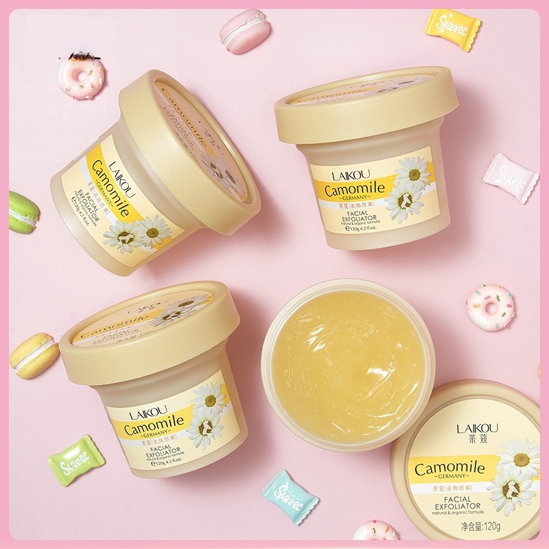 [Hàng mới về] Hũ tẩy da chết Laikou cho mặt từ hoa cúc 120g