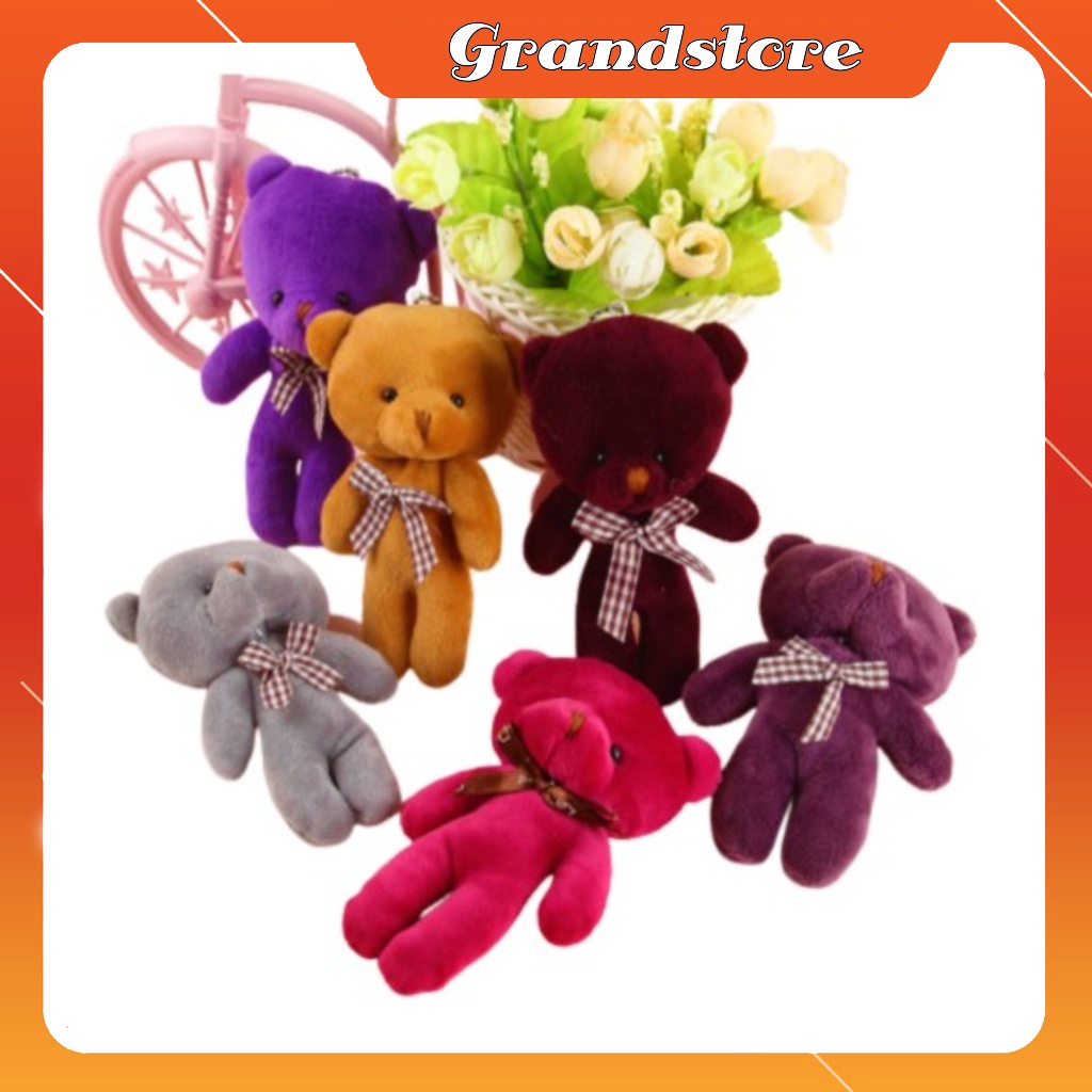 GẤU BÔNG TEDDY MINI NHỎ XINH, DỄ THƯƠNG, NHIỀU MÀU KÍCH THƯỚC 12*9CM CÓ MÓC KHÓA TREO