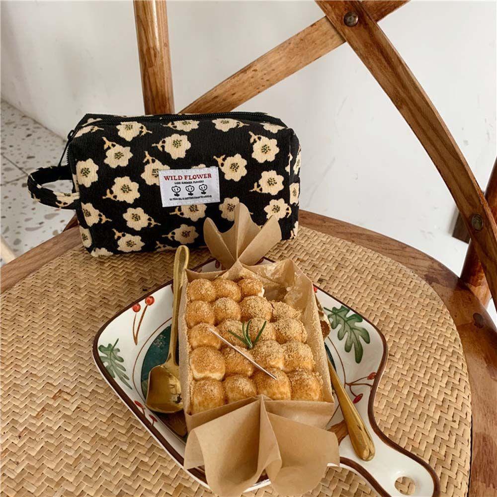 SOMEDAYZL Túi Đựng Bút Chì / Mỹ Phẩm Họa Tiết Hoa Sọc Caro Thời Trang Cho Nữ