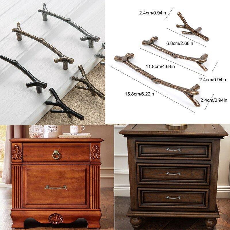 Tay Nắm Cửa Tủ Bằng Đồng Họa Tiết Nhánh Cây Vintage Sáng Tạo
