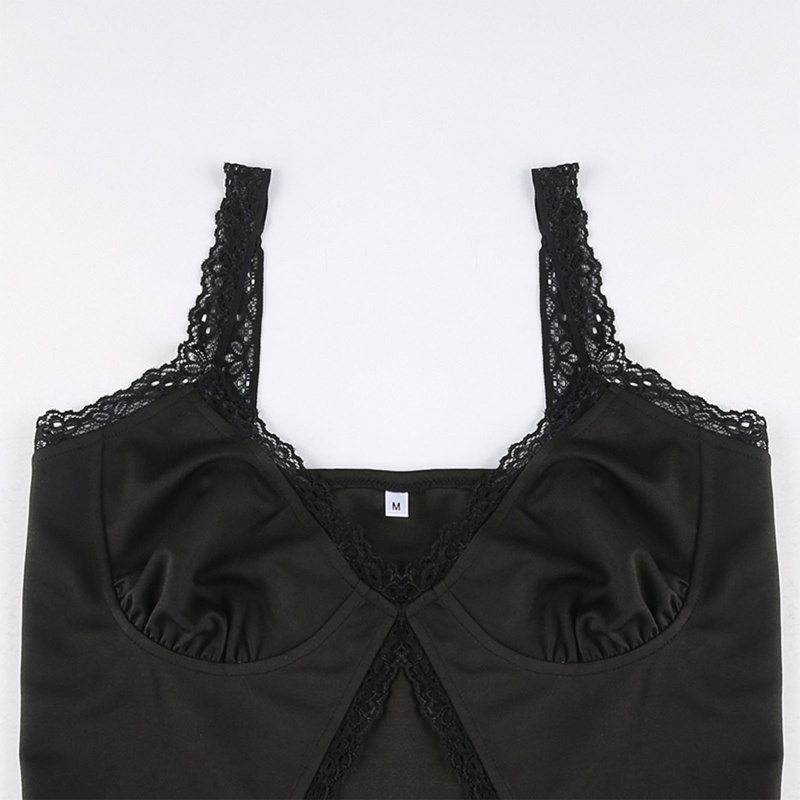 Áo Croptop Hai Dây Dáng Ôm Cổ Chữ U Viền Ren Thời Trang Mùa Hè Cho Bạn Gái