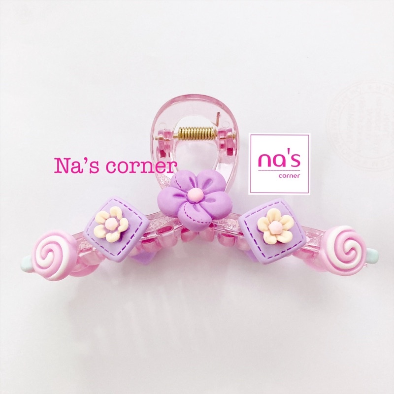 Gấp tóc nhựa trong kẹp gắp tóc càng cua đính hoa nơ gấu thỏ