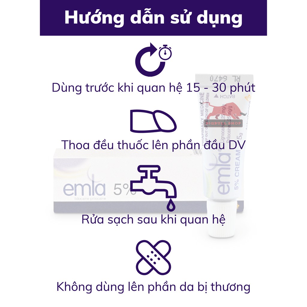 [Đạt chuẩn y tế] Gel bôi trơn kéo dài Emla 5g - Bigbull Shop