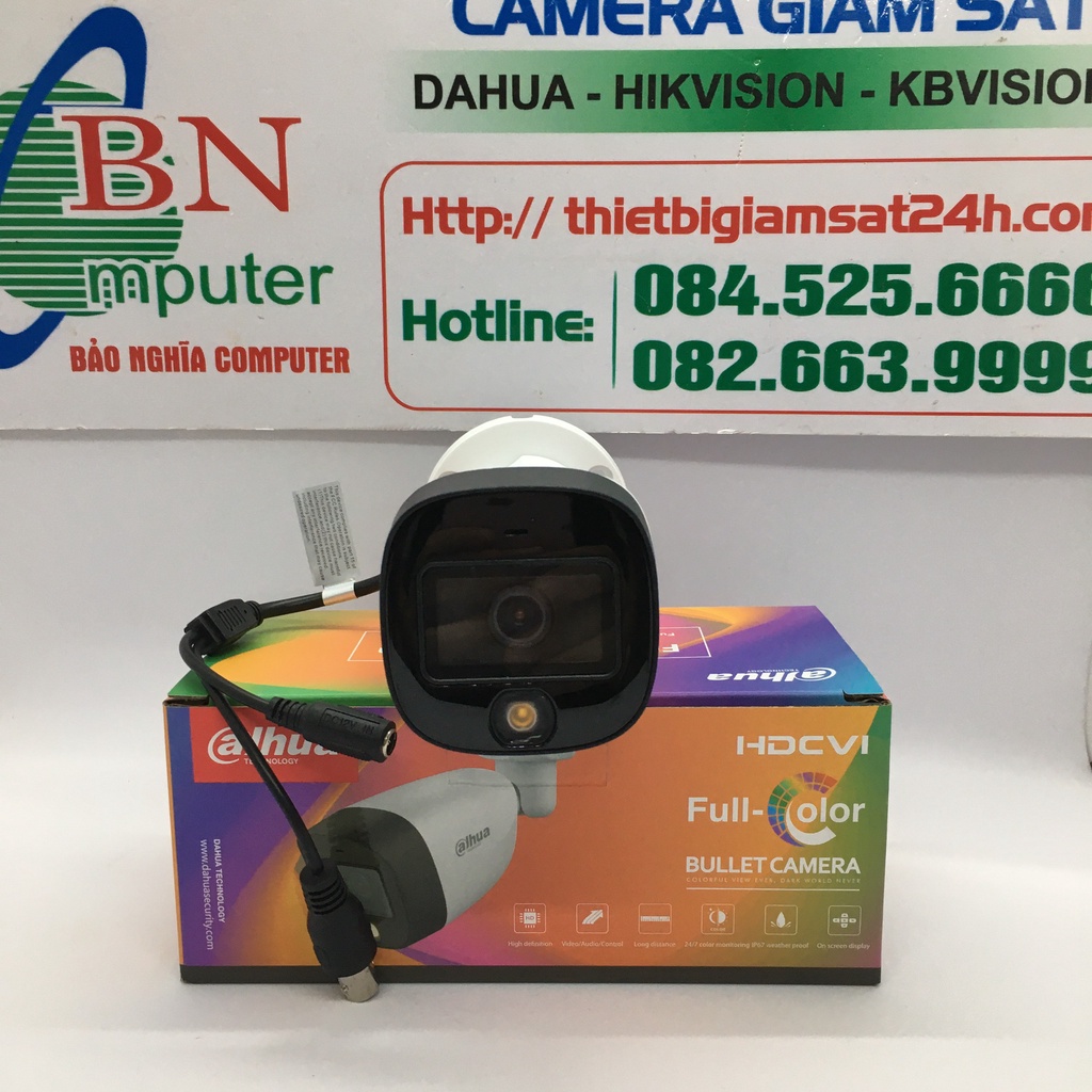 Camera HDCVI có màu DAHUA DH-HAC-HFW 1239CP-LED hoặc HFW 1239CP-A-LED có míc  2.0 Megapixel
