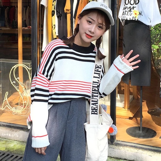 Order áo len kẻ ulzzang