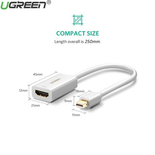 [Mã ELHACE giảm 4% đơn 300K] Cáp Chuyển Mini Displayport Sang HDMI UGREEN 40361 4K*2K - Thunderbolt To HDMI