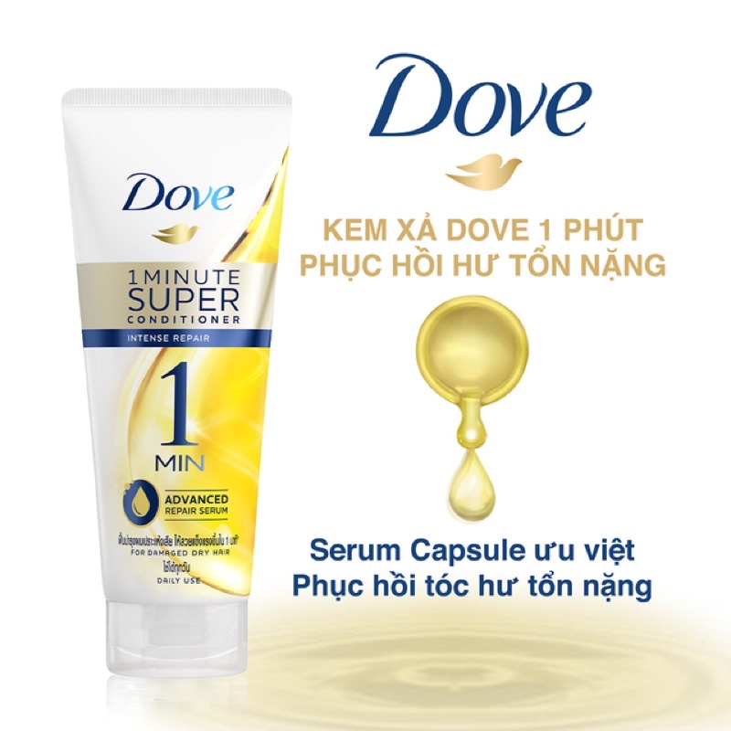 Kem Xả Dove 1 Phút Phục Hồi Hư Tổn Nặng 180ML