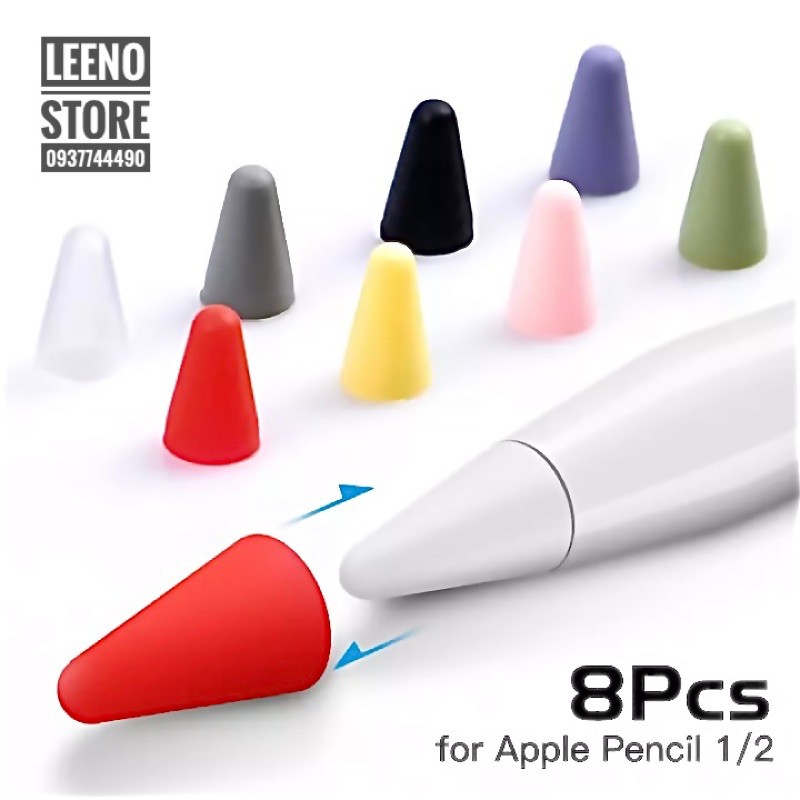 Set 8 Đầu Bọc Silicon Bảo Vệ Ngòi Bút Apple Pencil 1/2