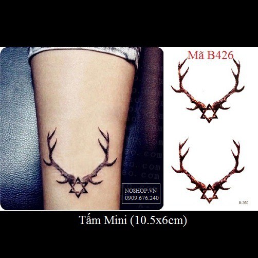 Xăm dán Tattoo sừng hươu B426