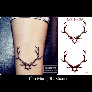 Xăm dán Tattoo sừng hươu B426