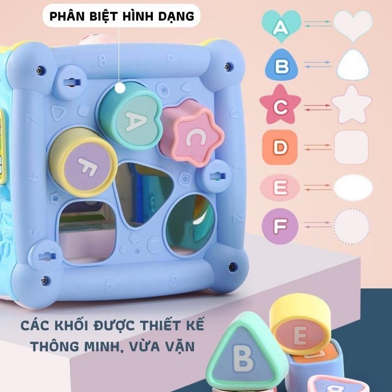 Hộp Đồ Chơi Âm Nhạc Đa Năng Cho Bé Có 6 Mặt, Có Đàn, Nhạc, Thả Hình Cho Bé