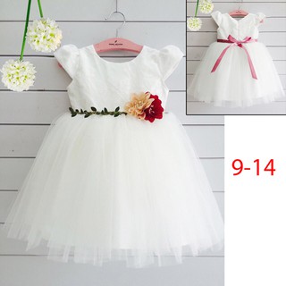 Đầm công chúa ren voan đính hoa 8 tuổi 35kg