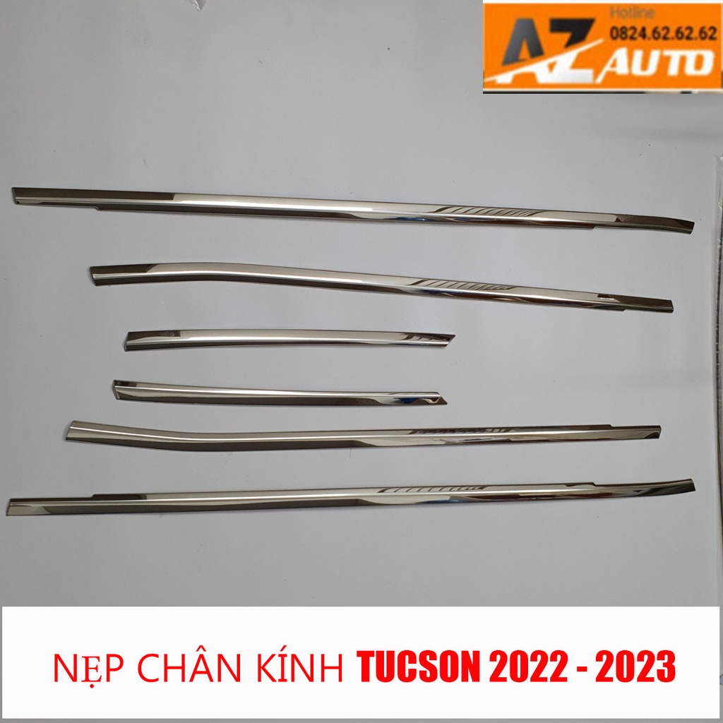 Nẹp viền chân kính xe Huyndai Tucson 2022 2023 , Ốp trụ cửa Inox cao cấp