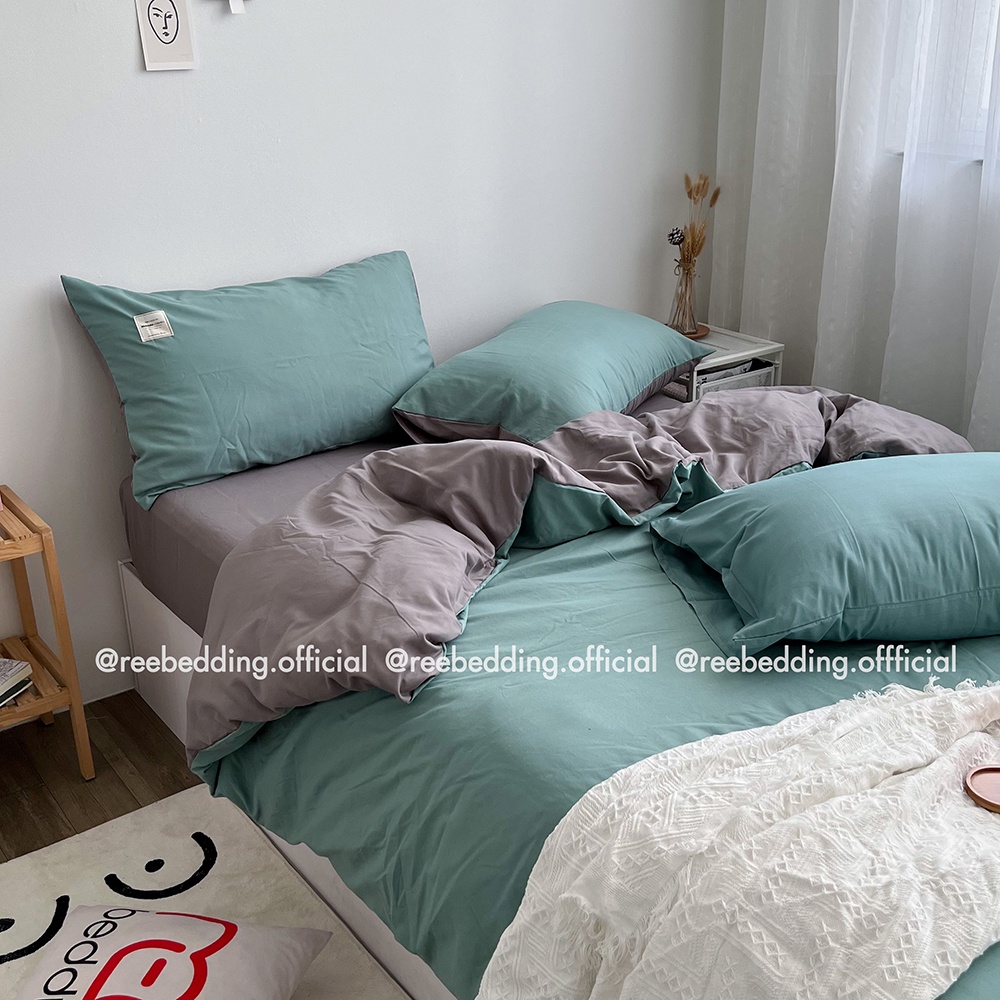 Bộ chăn ga gối Cotton TC REE Bedding Mint mix ghi đủ size giường nệm CTC147