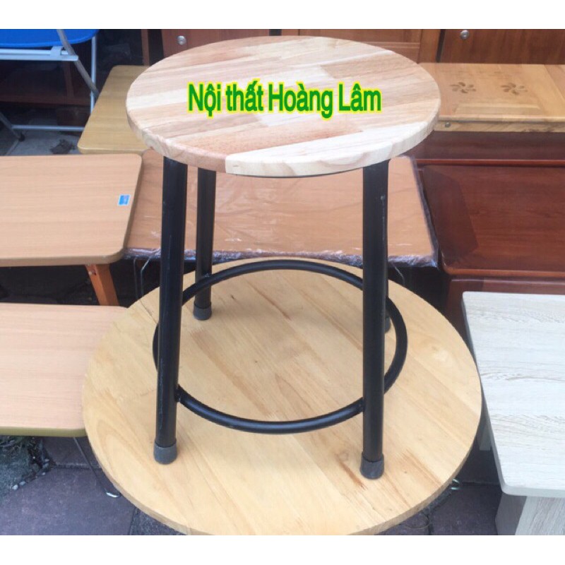 (Hoả tốc 1 giờ ) Ghế đôn tròn chân sắt mặt gỗ cao su | BigBuy360 - bigbuy360.vn