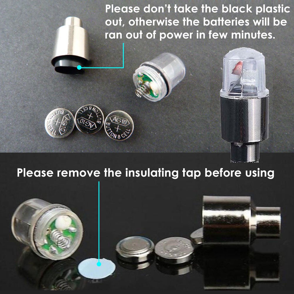 2 Đèn LED nắp van xe đạp tạo hiệu ứng nhấp nháy chất lượng cao nhiều màu tùy chọn