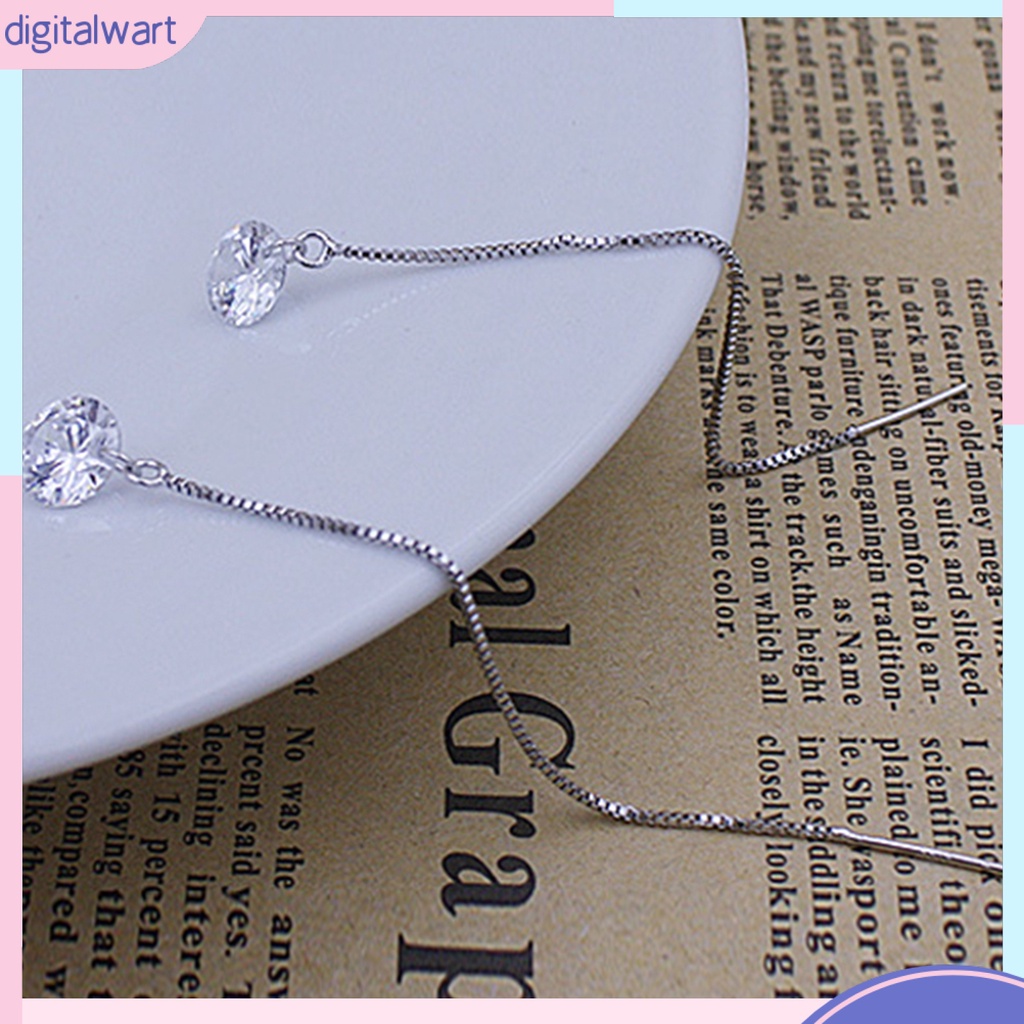 Khuyên tai dài mạ bạc đính đá sang trọng dành cho nữ