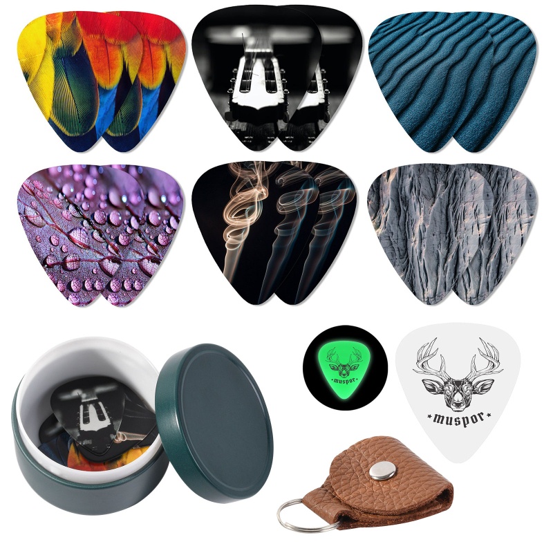 Hộp Thiếc Đựng Miếng Gảy Đàn Guitar 1 18X1 02 Cỡ Vừa Kèm Giá Đỡ Bằng Da