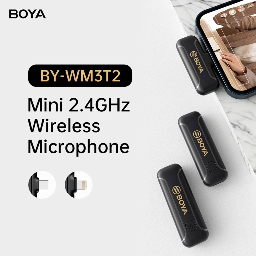 [MẪU MỚI] BOYA BY-WM3T2 Series - Mic thu âm không dây 2.4GHz mini - Hàng Chính Hãng