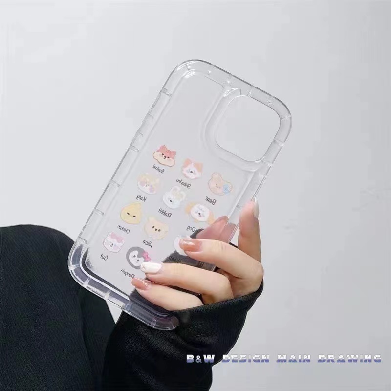 Ốp Điện Thoại Mềm Trong Suốt In Hình Đầu Động Vật Hoạt Hình Cho iPhone 13 12 11 Pro MAX IX XS MAX XR