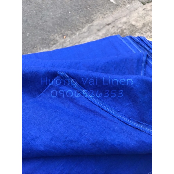 Vải linen tưng premium màu xanh coban đã wash cn!