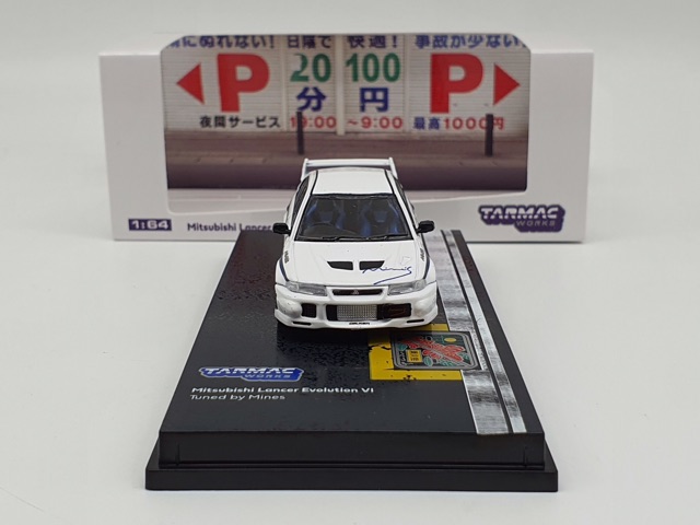 Xe Mô Hình Mitsubishi Lancer Evolution VI Tuned By Mine's 1:64 Tarmac Works ( Trắng )