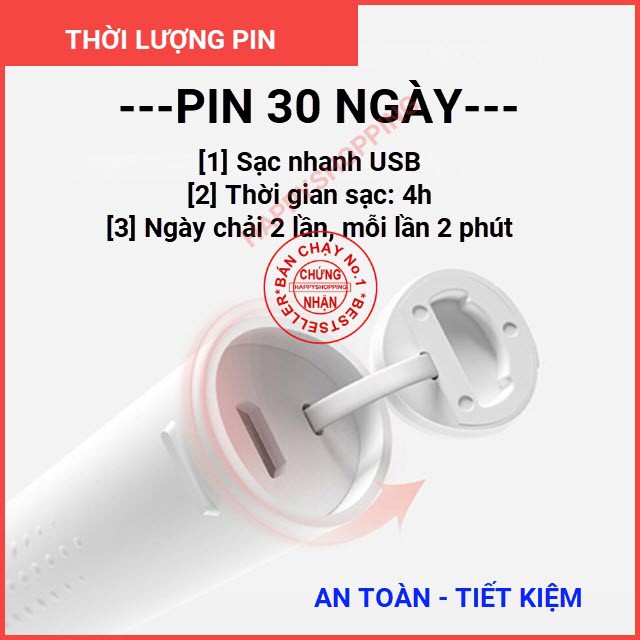 [CHÍNH HÃNG XIAOMI] Bàn chải điện Xiaomi Mijia Sonic T100, Bàn chải điện làm sạch và giúp răng trắng sáng tự nhiên