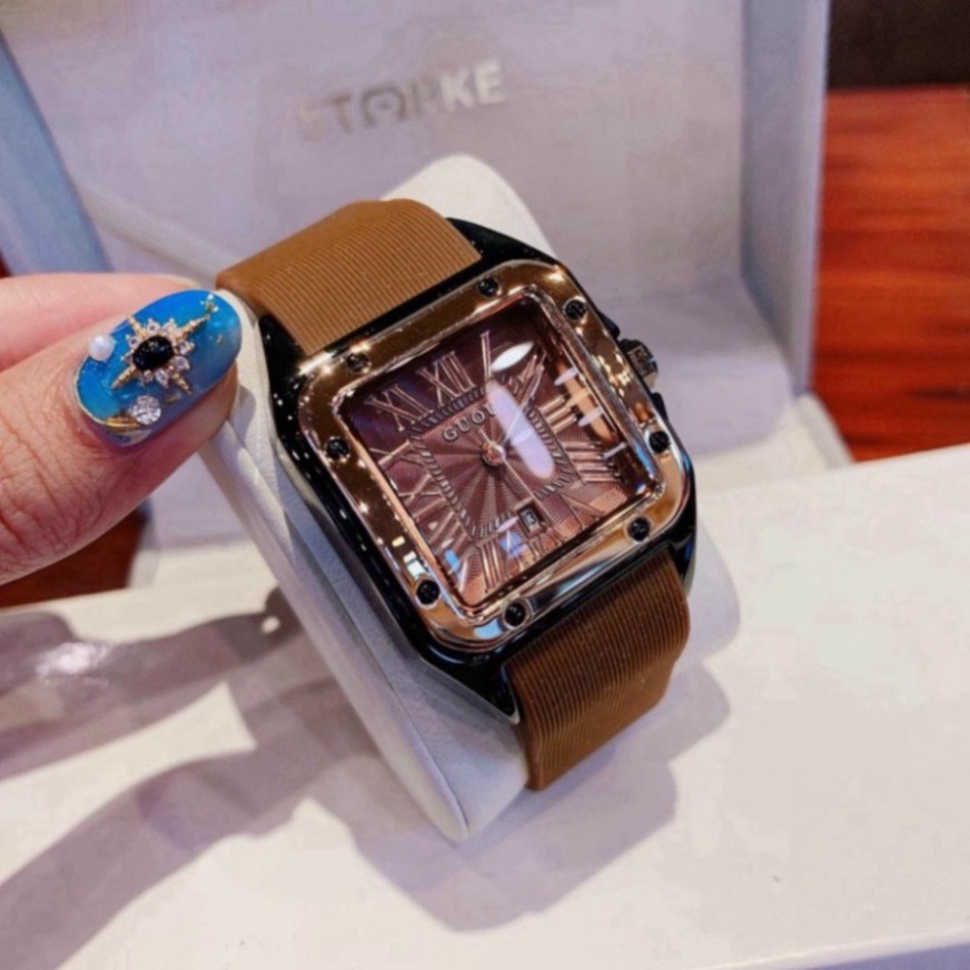 Đồng hồ nữ đẹp đeo tay  guou mặt vuông dây silicon phiên bản cao cấp [ BH 12 THÁNG 1 ĐỔI 1 ] | BigBuy360 - bigbuy360.vn