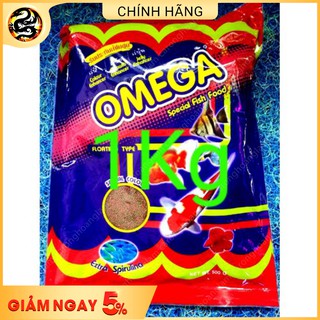 Thức ăn cho cá cảnh omega 1kg cho cá koi cá chép hạt trung hạt lớn gói 1kg