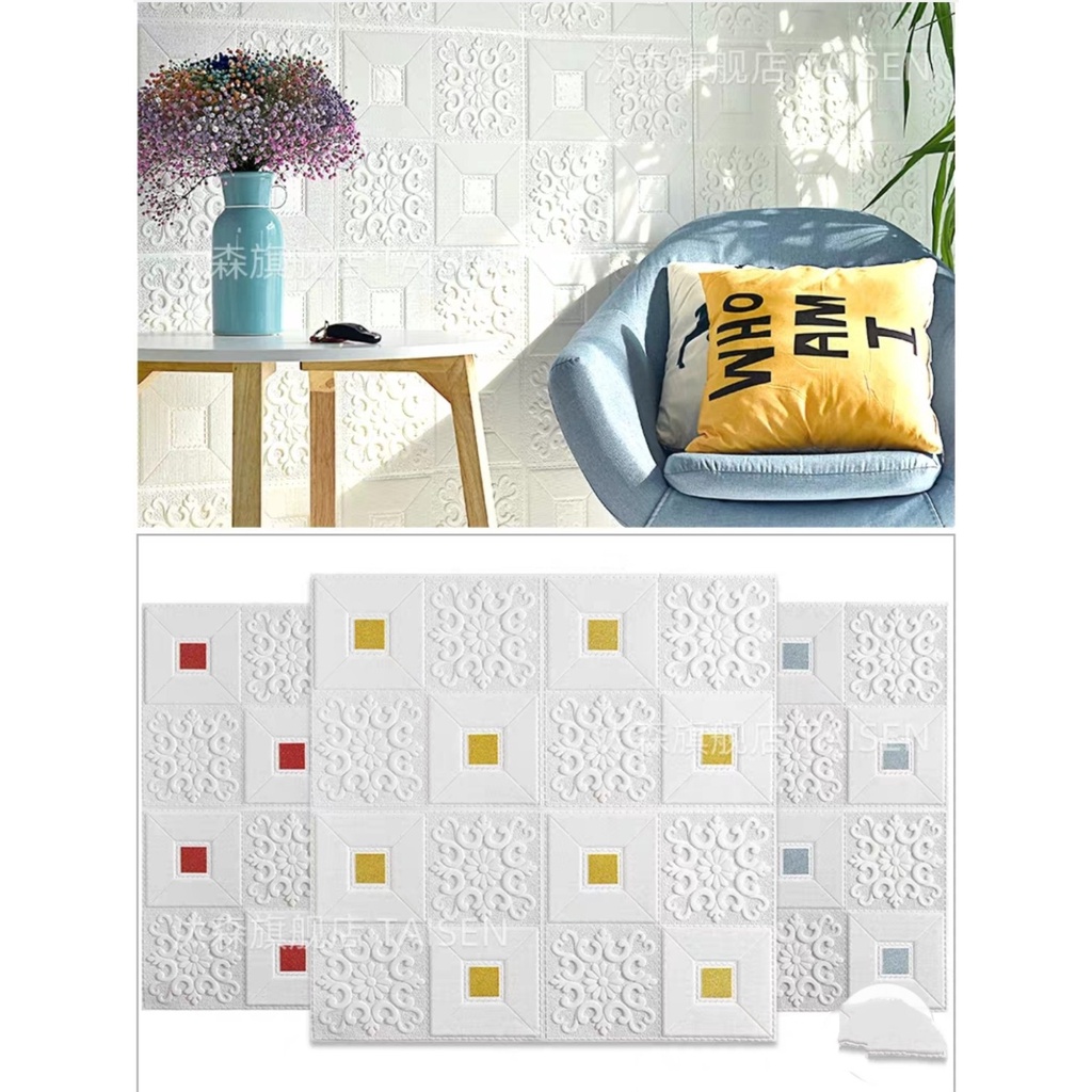 Miếng Tấm Xốp dán tường hoa văn cao cấp kích thước 70x70 cm tặng nhũ tự dán đủ màu tự chọn trang trí phòng ngủ chống ẩm