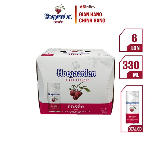 Bia Hoegaarden rosée hương vị trái cây lốc 6 lon (330ml/lon)