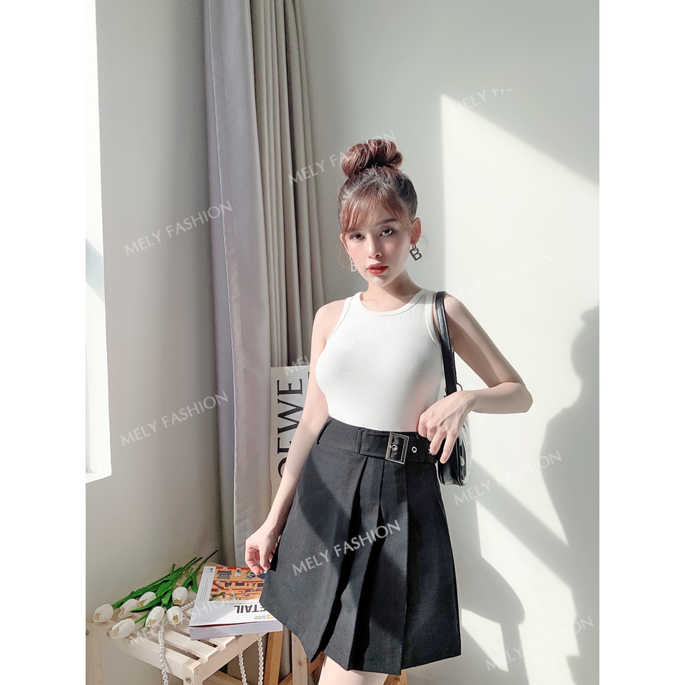Chân váy tennis xếp ly chữ A dáng ngắn phối đai cá tính sang trọng vô cùng tôn dáng CV08