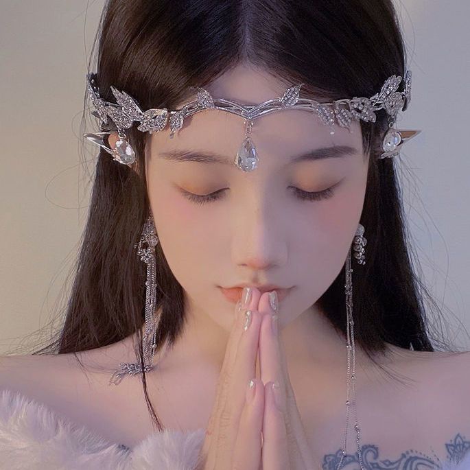 Fairy Elf Băng Đô Đính Kim Cương Giả Hình Giọt Nước Lấp Lánh Phong Cách Bohemian Độc Đáo Trang Trí Trán Và