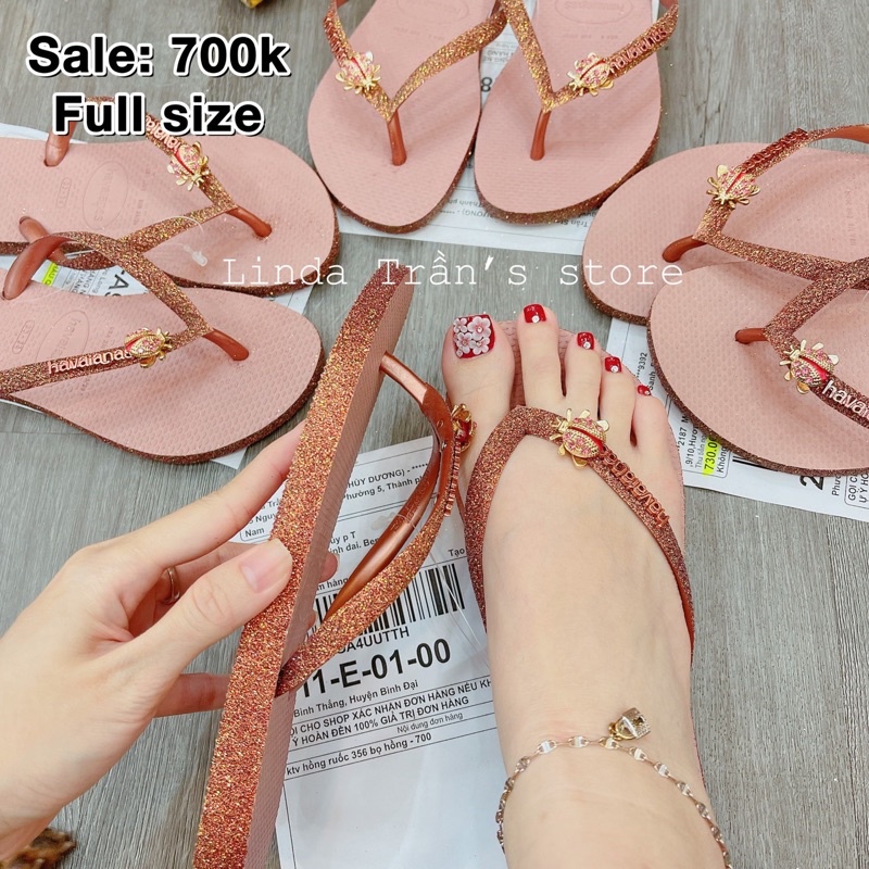 Dép HVN KIM TUYẾN VIỀN HỒNG + CHARM