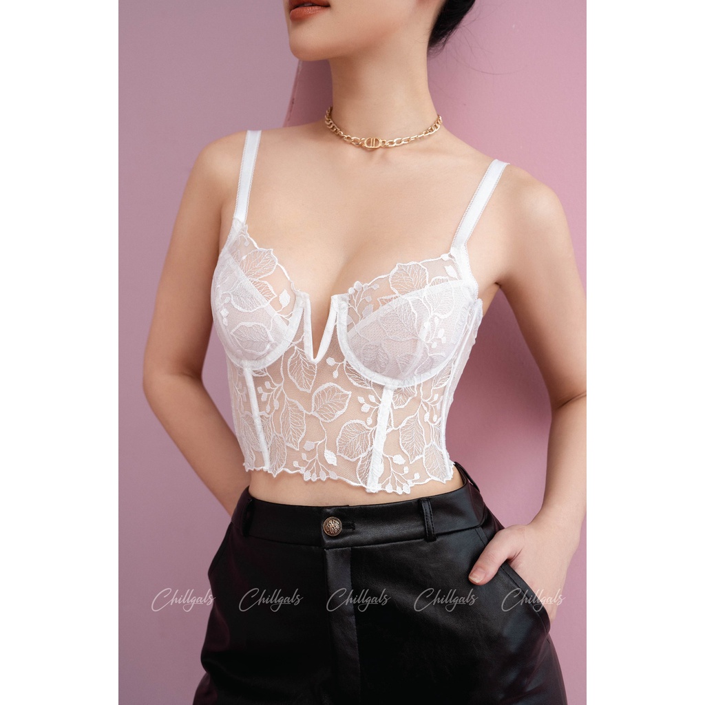 Áo bralette Chillgals ren mỏng sexy có gọng nâng đẩy ngực A-015TR