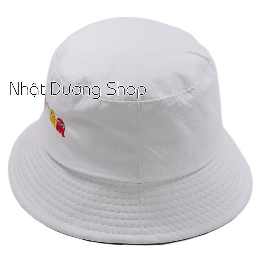Mũ tai bèo bucket bạch tuộc - Trắng chất liệu Cotton thoáng mát và phù hợp với su thế giới trẻ