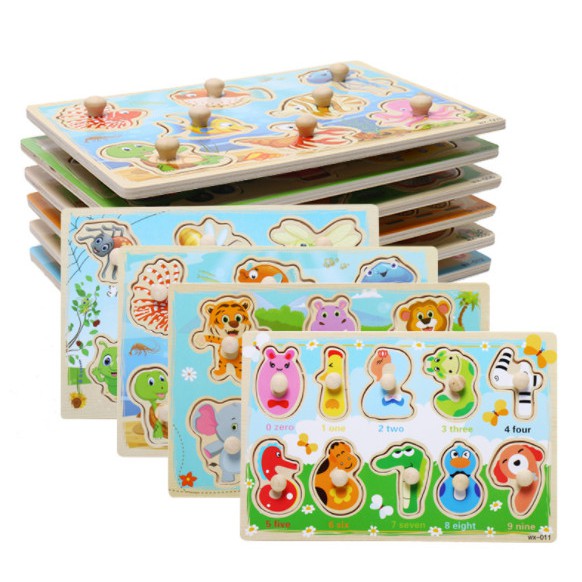 Đồ chơi bảng ghép gỗ có núm cầm loại 1, hàng đẹp, chắc chắn cho bé phát triển