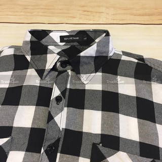 Áo Flannel Sơ Mi Caro Trắng Đen