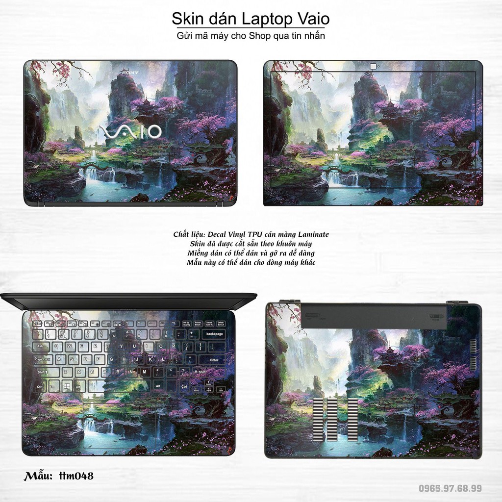 Skin dán Laptop Sony Vaio in hình Tranh thủy mặc nhiều mẫu 2 (inbox mã máy cho Shop)