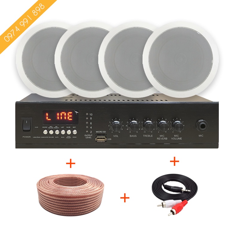 Bộ loa âm trần nghe nhạc giải trí gia đình, quán cafe, nhà hàng, siêu thị, spa...